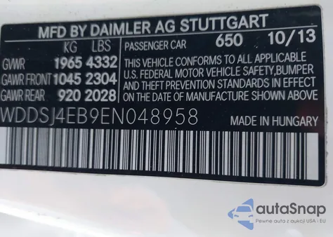 2014 Mercedes-Benz Cla 250 из США, поврежденный, VIN WDDSJ4EB9EN048958